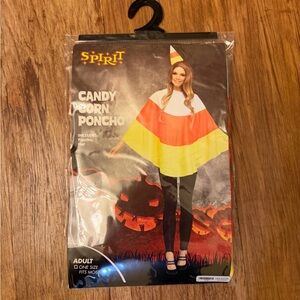 Spirit Halloween Candy Corn Poncho Costume Adult One Size w Hat - NEW